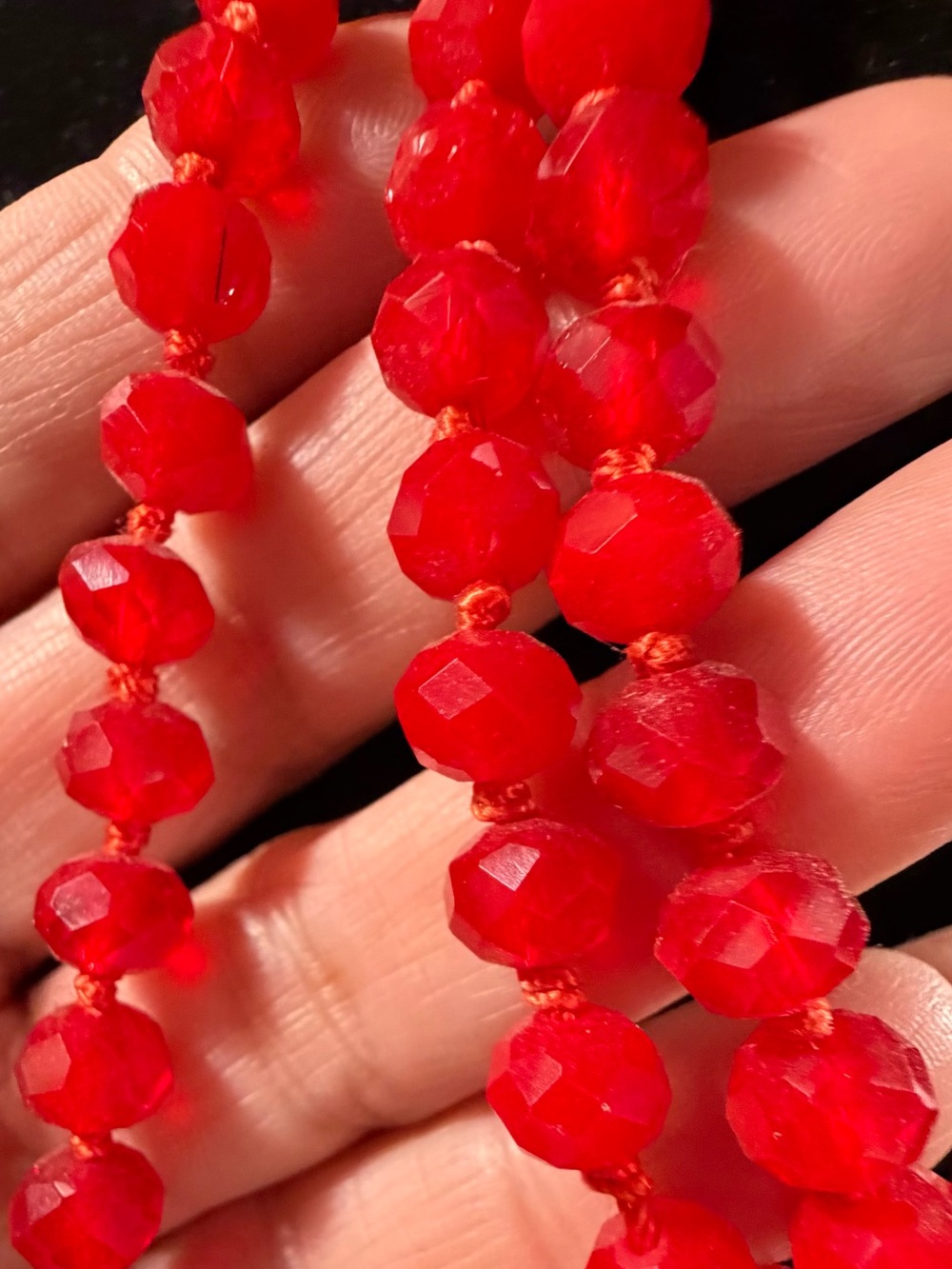 Bright Red Faceted Bead Necklace - Women Jewelry